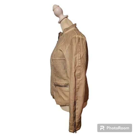 Baccini Faux Leather Vintage Motorcycle Jacket Women's Size Medium - Picture 2 of 7